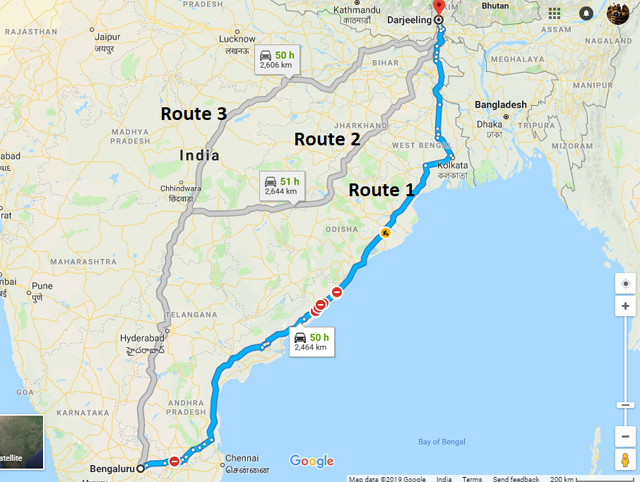 Bangalore-to-Darjeeling-road