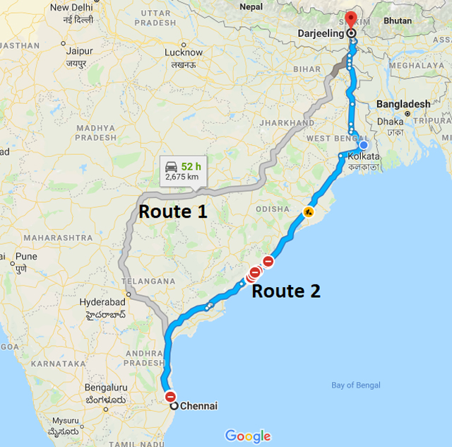 Chennai-to-darjeeling-road
