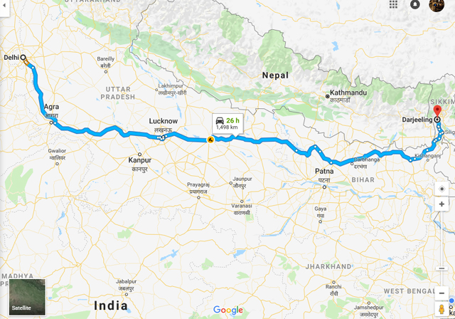 Delhi-to-Darjeeling-road