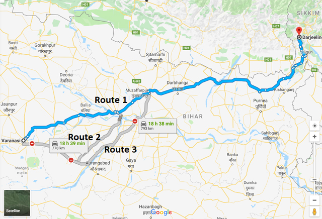 Varanasi-to-Darjeeling-road